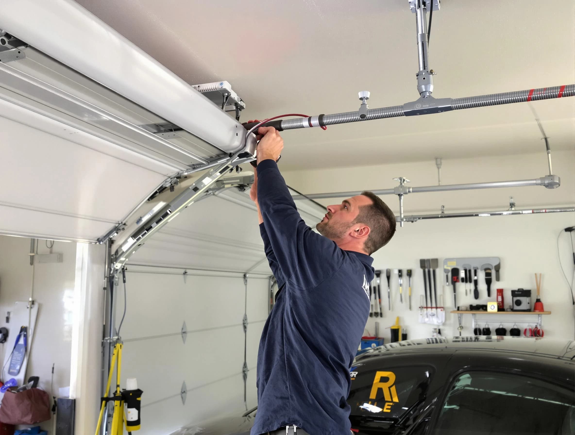 Harrisville Garage Door Repair technician performing garage door cable repair in Harrisville