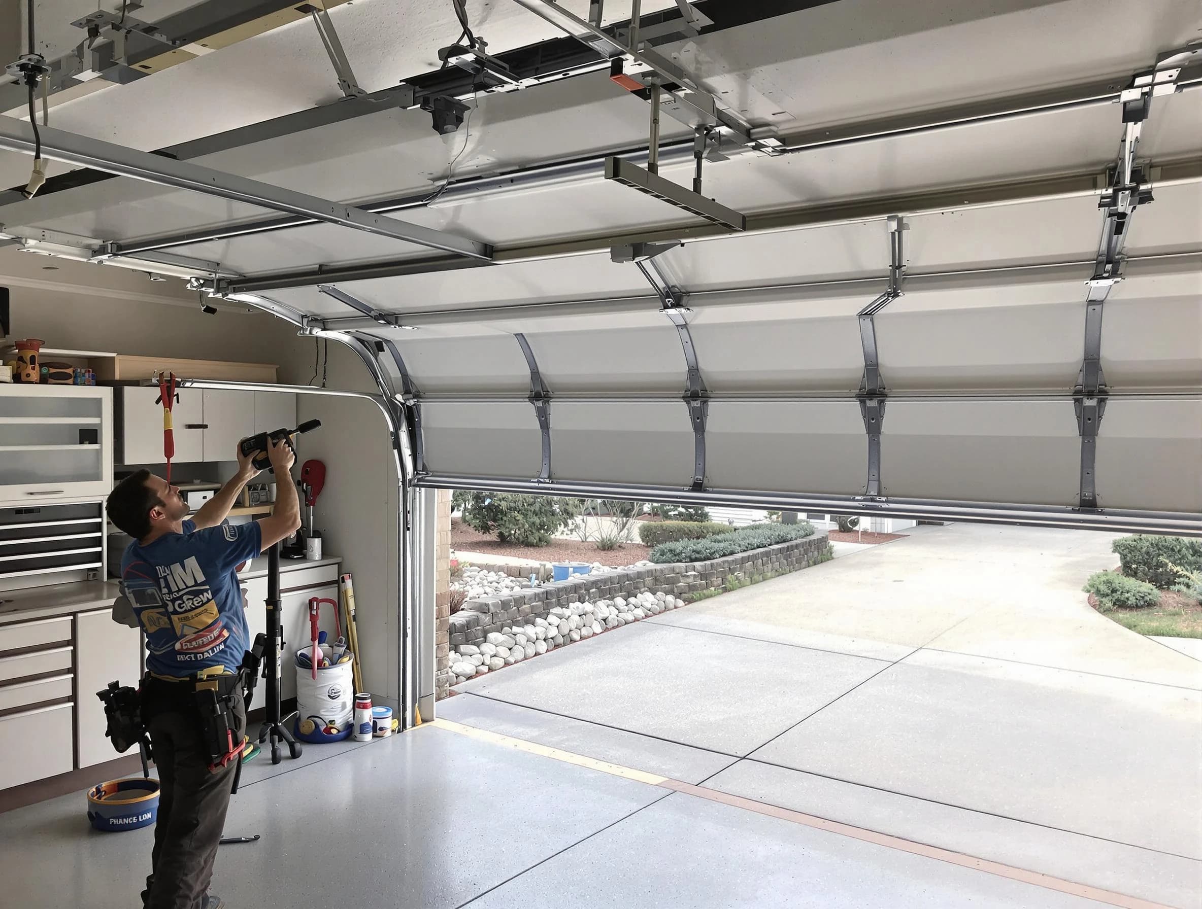 Garage door track repair service by Harrisville Garage Door Repair in Harrisville