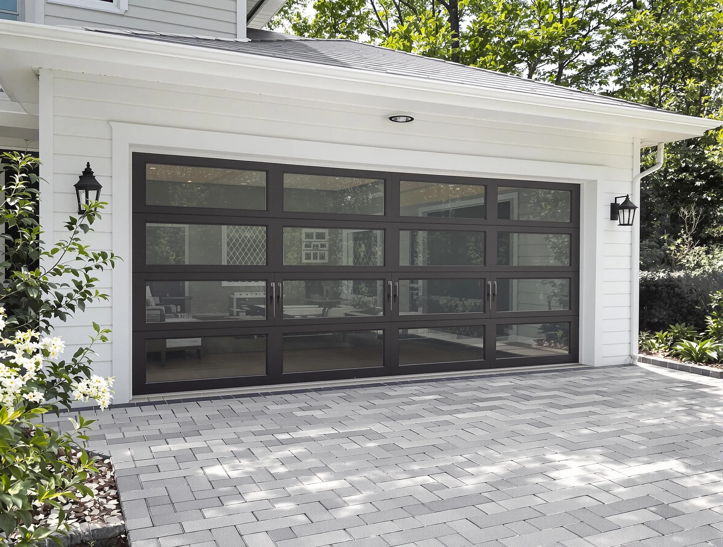 Harrisville Garage Door Repair design specialist presenting custom garage door options to Harrisville homeowner