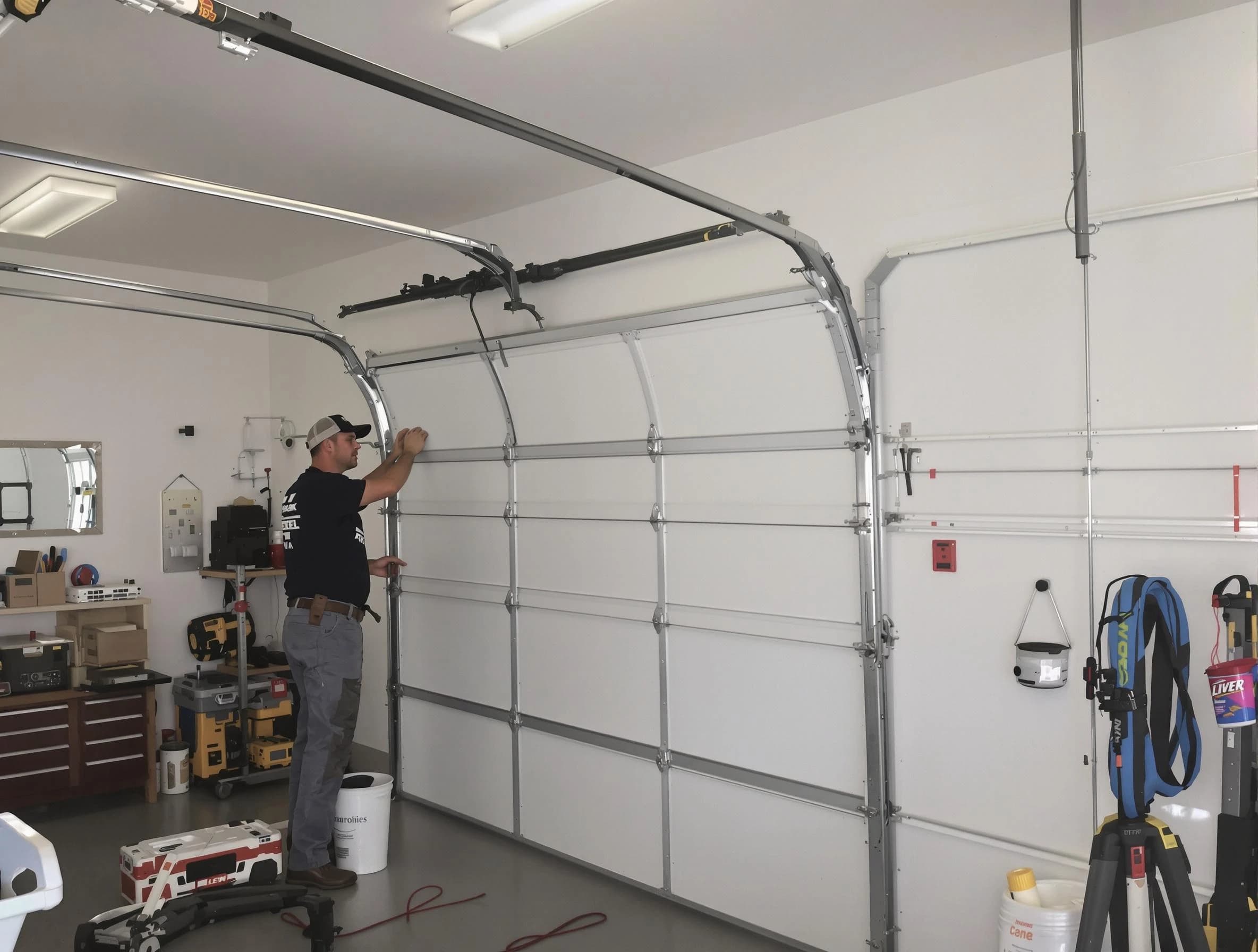 Harrisville Garage Door Repair team installing new garage door in Harrisville
