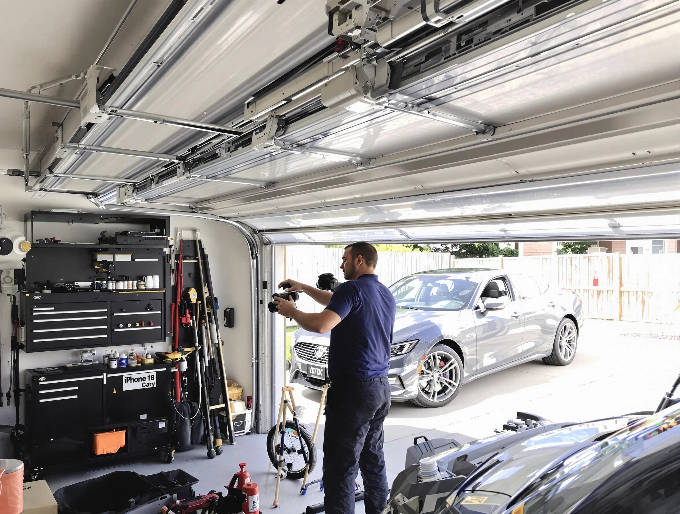 Harrisville Garage Door Repair technician fixing noisy garage door in Harrisville