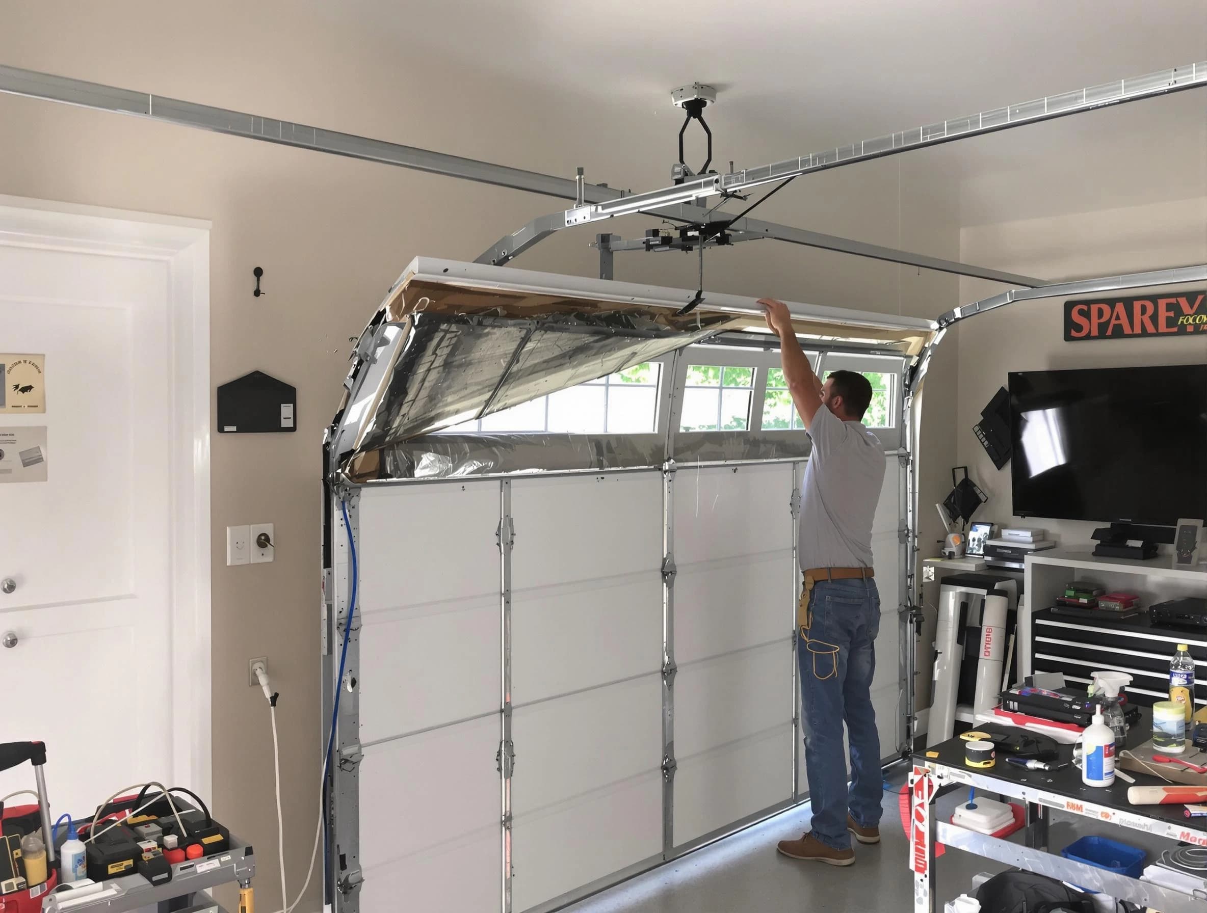 Garage door section replacement by Harrisville Garage Door Repair in Harrisville