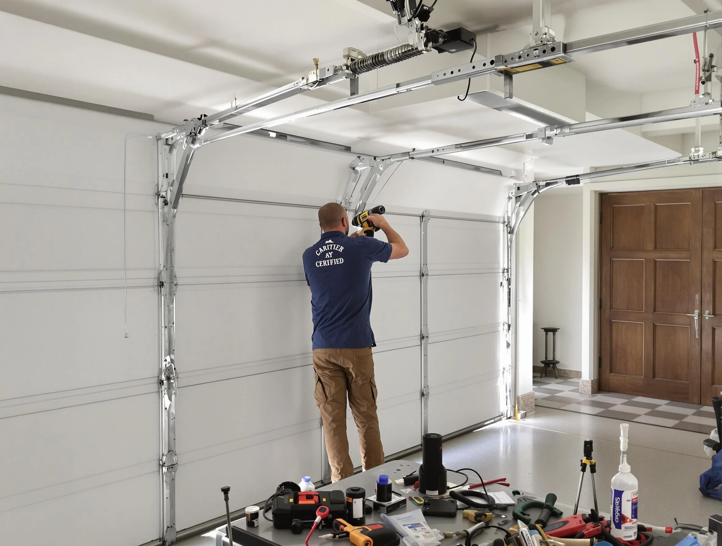 Harrisville Garage Door Repair certified technician performing precision garage door repair in Harrisville