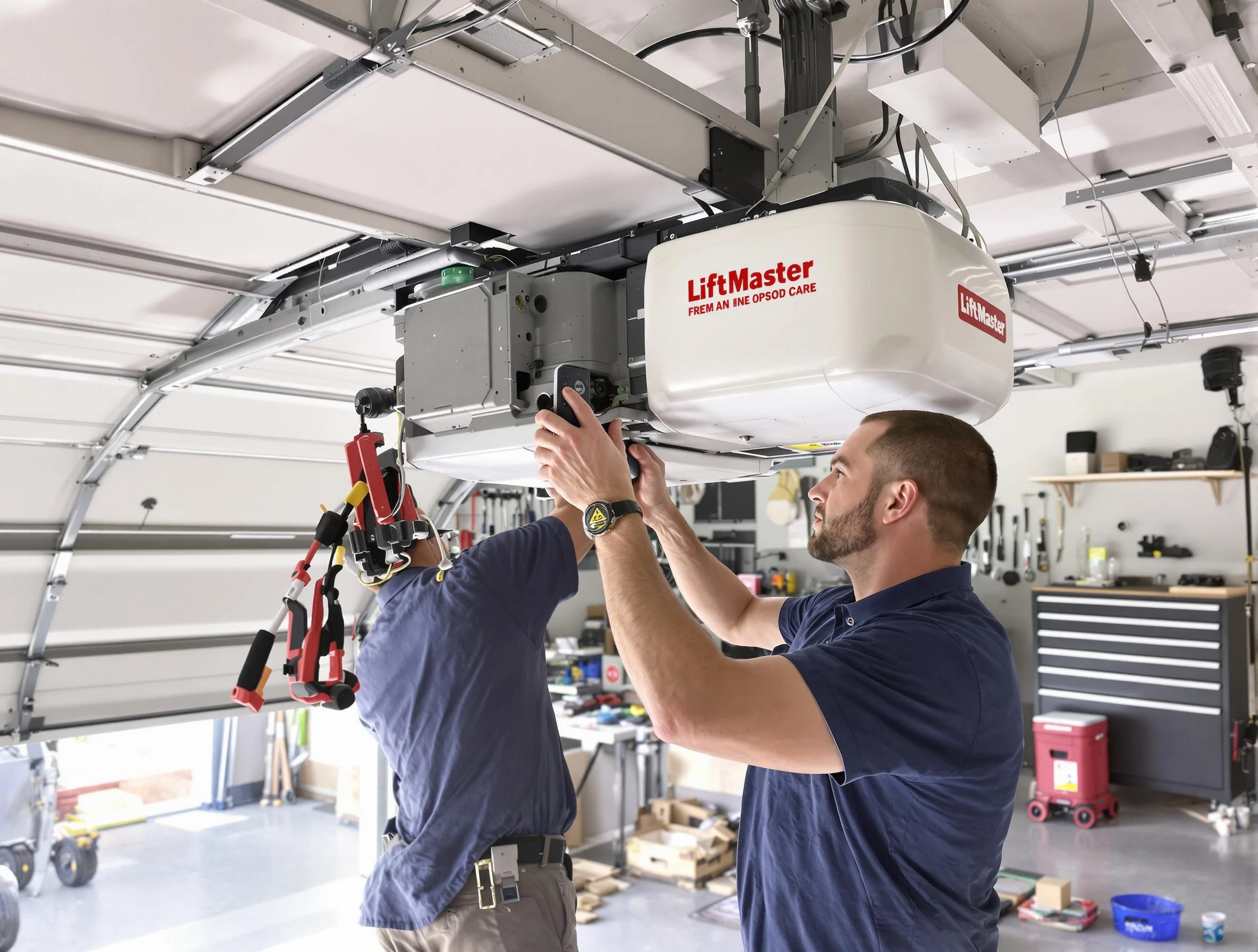 Harrisville Garage Door Repair technician performing advanced diagnostics on garage opener in Harrisville