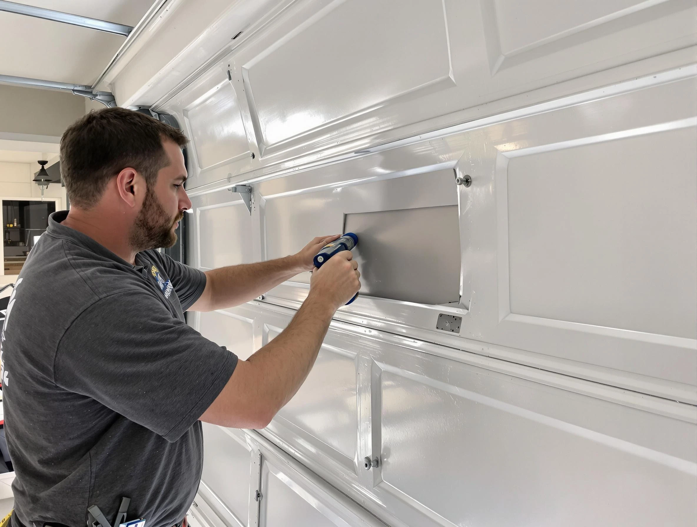 Garage door panel repair by Harrisville Garage Door Repair in Harrisville